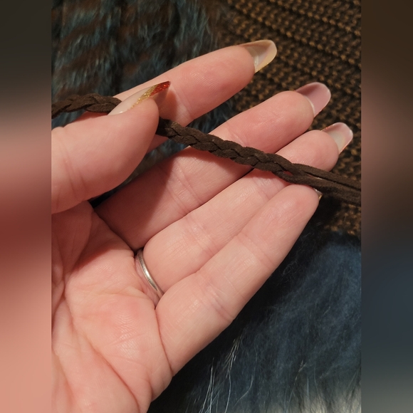 Vintage Dana Stein Collared Blue Brown Rabbit Racoon Fur Vest Coat Size XL - Picture 10 of 15